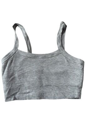 Alo Yoga Ribbed Sports Bra Grey Size XS Seamless Workout Top
